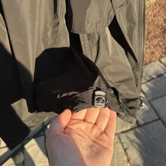 Authentic Burberry Rain Jacket Visor Taffeta Hooded Mens 54 Waterproof Black